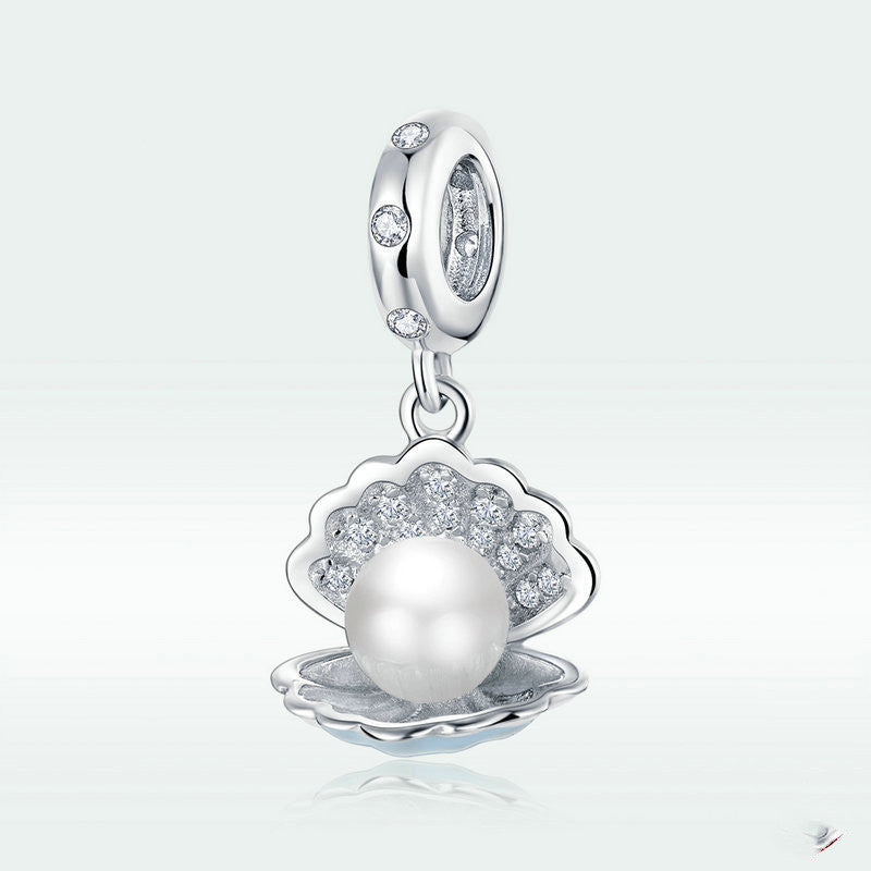 S925 Sterling Silver Pearl Clam Bracelet Pendant With Pearl Diy Charm