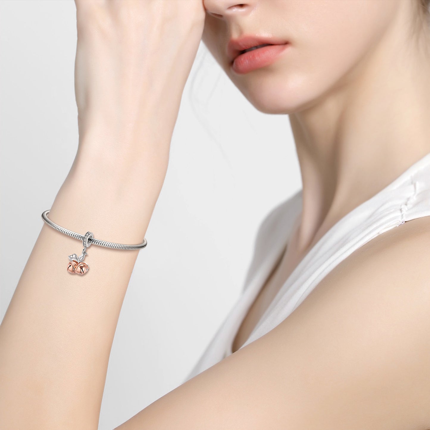 Bowknot Bell Pendant Christmas Series 925 Silver Plated Rose Gold Bracelet Diy Pendant