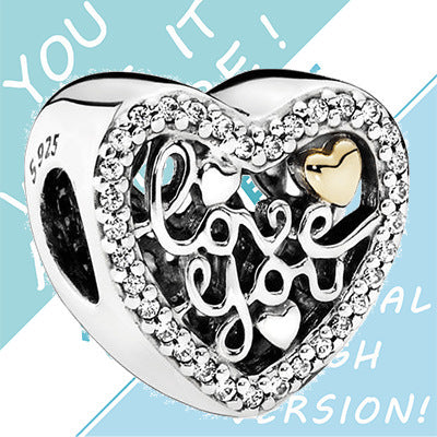 Mother & Son Script Openwork Charm