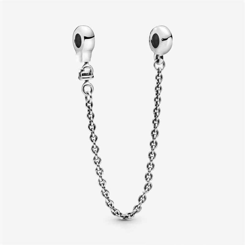 Charm Bracelet 925 Sterling Silver Hand Sparkling Moon Star Safety Chain Clip