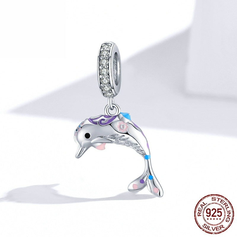 S925 Sterling Silver All-match Diy Beaded Bracelet Accessories Scattered Beads Pendant