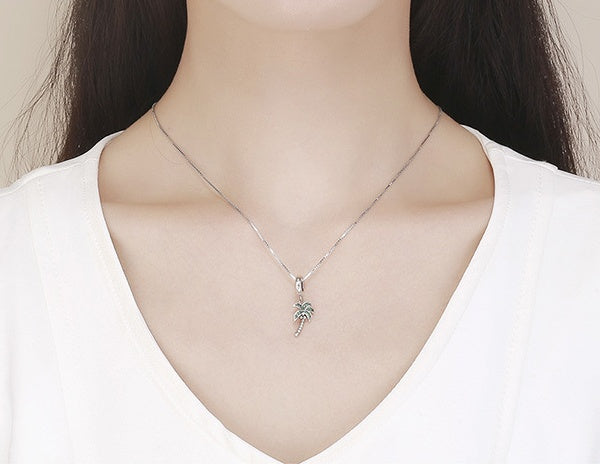 Coconut tree DIY beaded ladies bracelet accessories S925 sterling silver ladies pendant