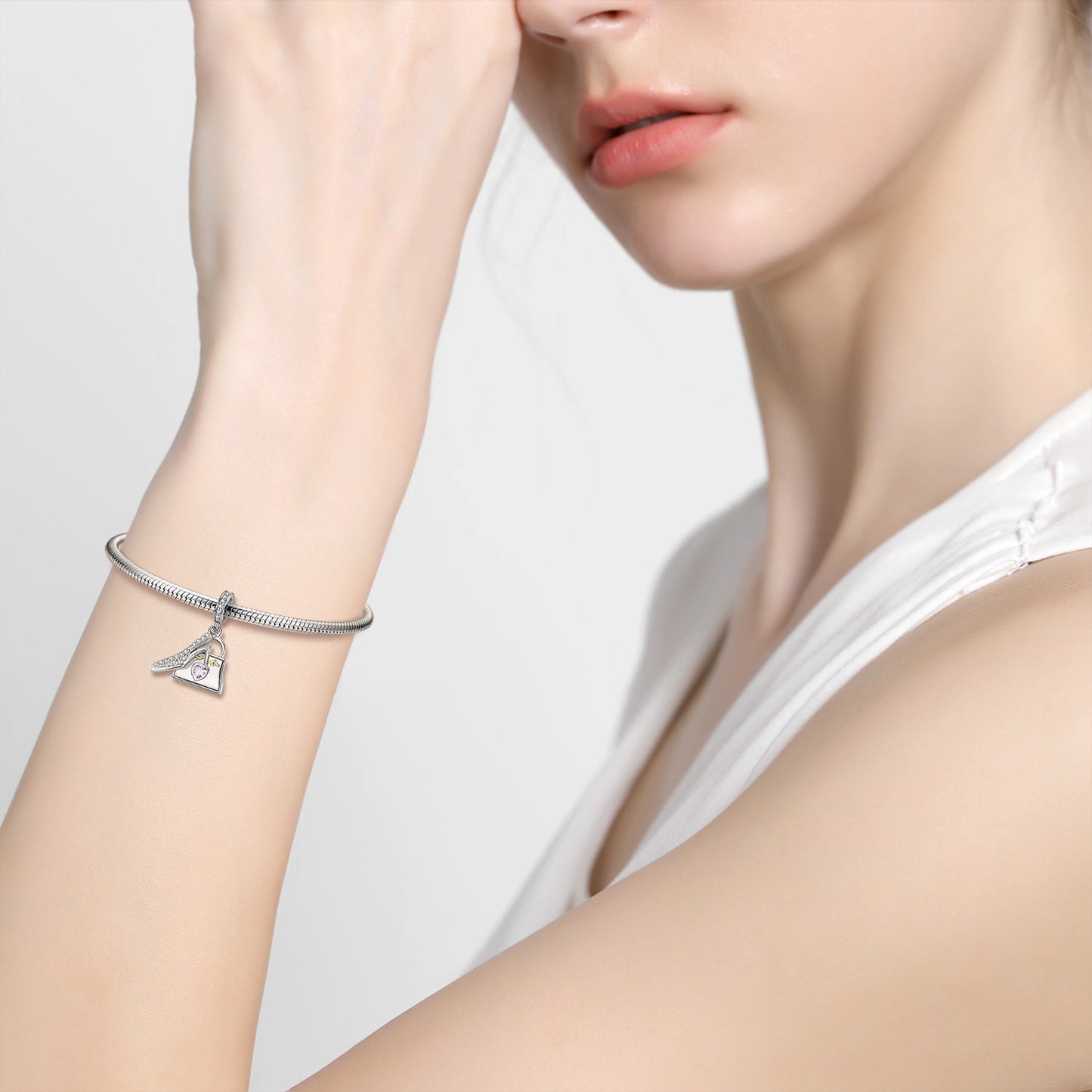 Crystal Shoe Bag Pendant S925 Sterling Silver Valentine's Day Necklace Bracelet Accessories Pendant