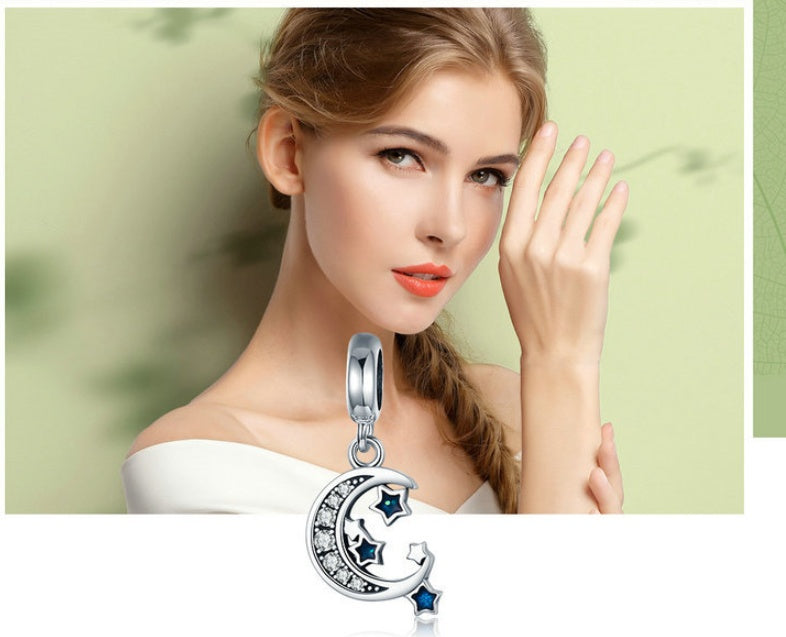 sterling silver star pendant Pixel diy silver bracelet necklace accessory