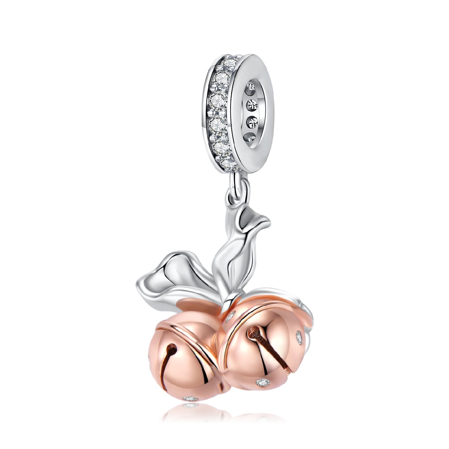 Bowknot Bell Pendant Christmas Series 925 Silver Plated Rose Gold Bracelet Diy Pendant