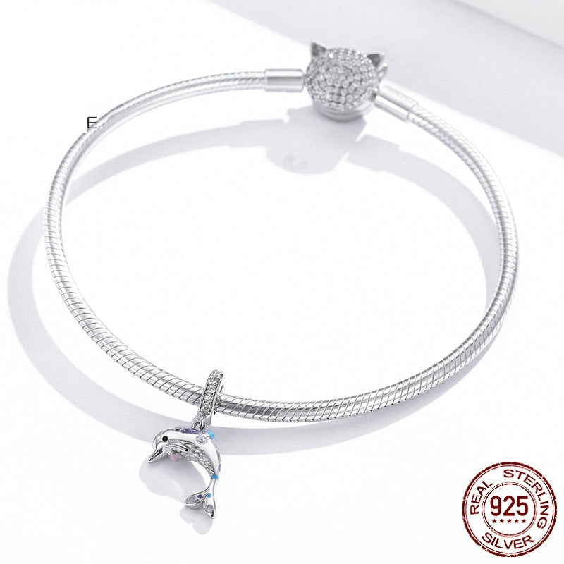 S925 Sterling Silver All-match Diy Beaded Bracelet Accessories Scattered Beads Pendant
