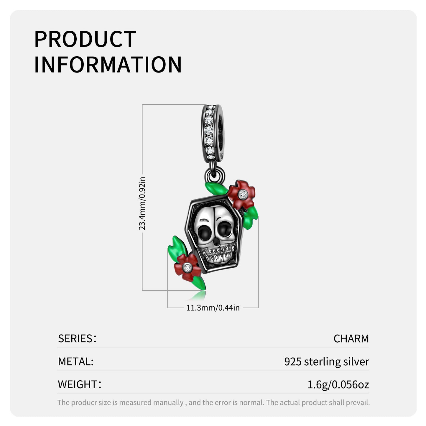 Weird Skull Pendant Exaggerate Personality Sterling Silver Pendant Diy Beaded Bracelet 925 Silver Accessories