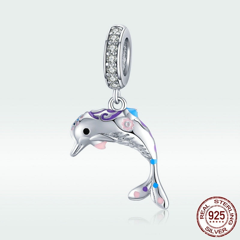 S925 Sterling Silver All-match Diy Beaded Bracelet Accessories Scattered Beads Pendant
