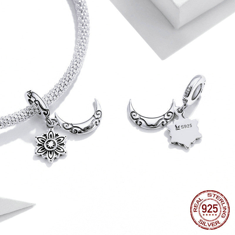 Moon Lotus S925 Sterling Silver Pendant Bracelet