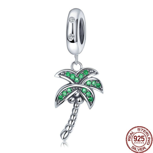 Coconut tree DIY beaded ladies bracelet accessories S925 sterling silver ladies pendant