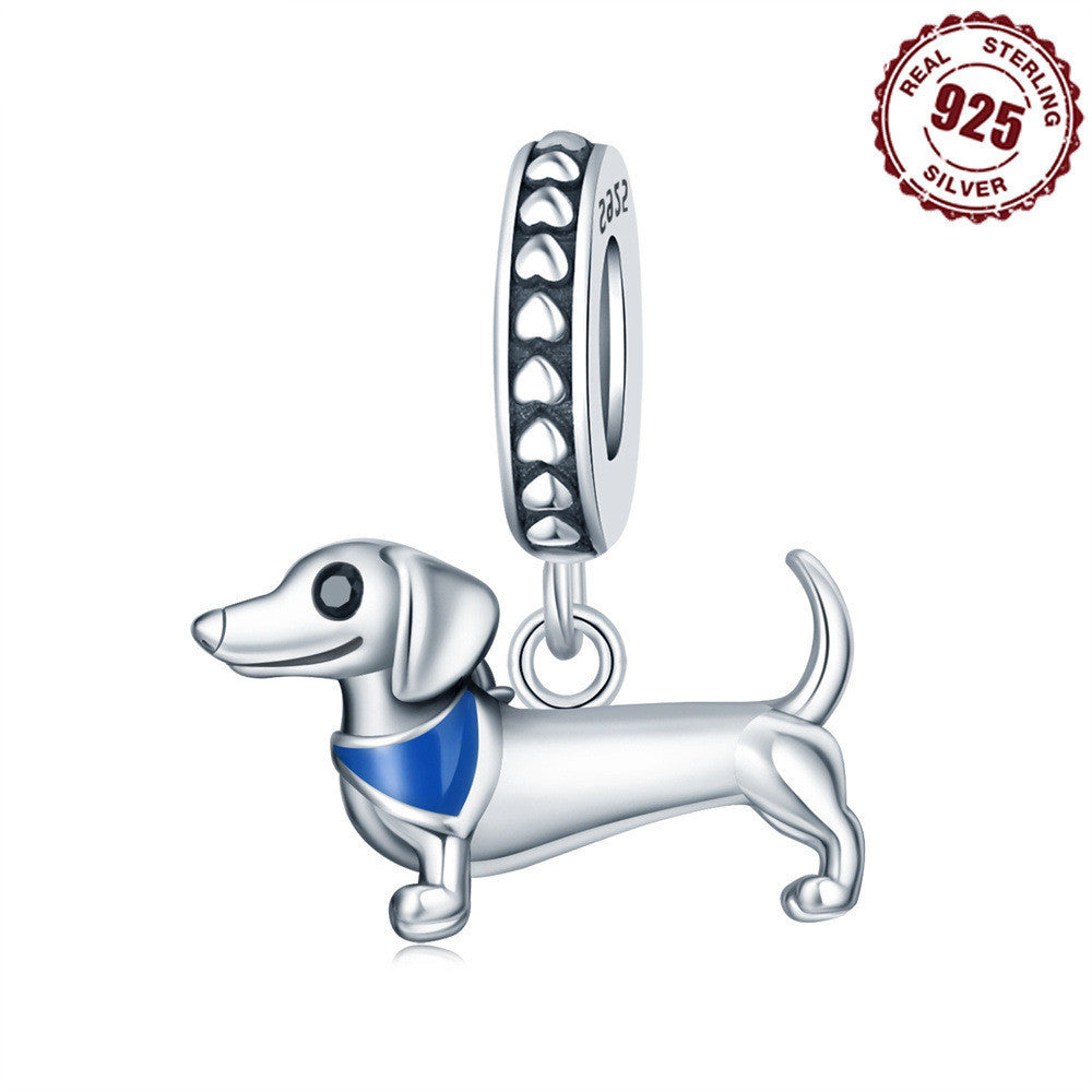 DIY Bracelet Ornament 925 Sterling Silver Sausage Dog Pendant