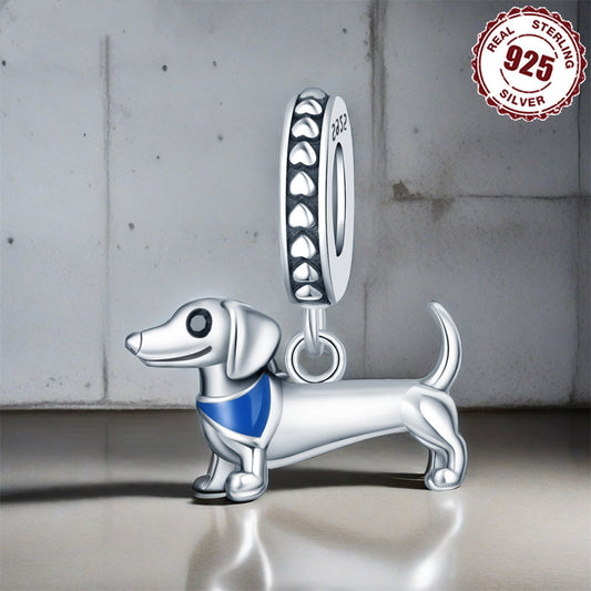 DIY Bracelet Ornament 925 Sterling Silver Sausage Dog Pendant