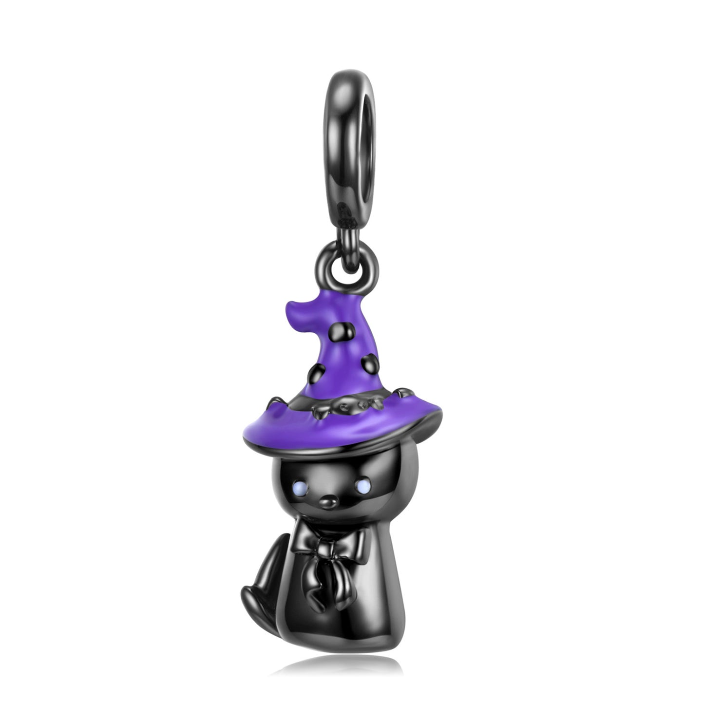 Cute Black Cat Pendant S925 Silver Plated Black Gold Bracelet DIY Accessories Pendant