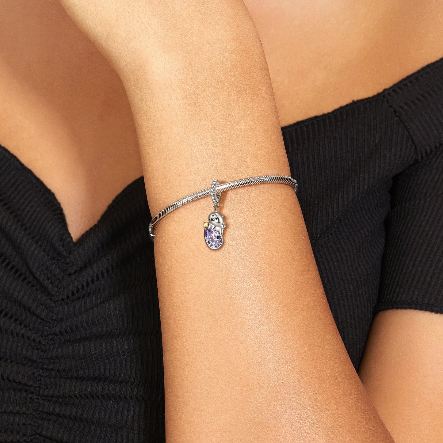 Forest Cute Animal Series Chaigou Pendant Original Design Versatile Girl Bracelet Diy925 Silver Accessories Pendant