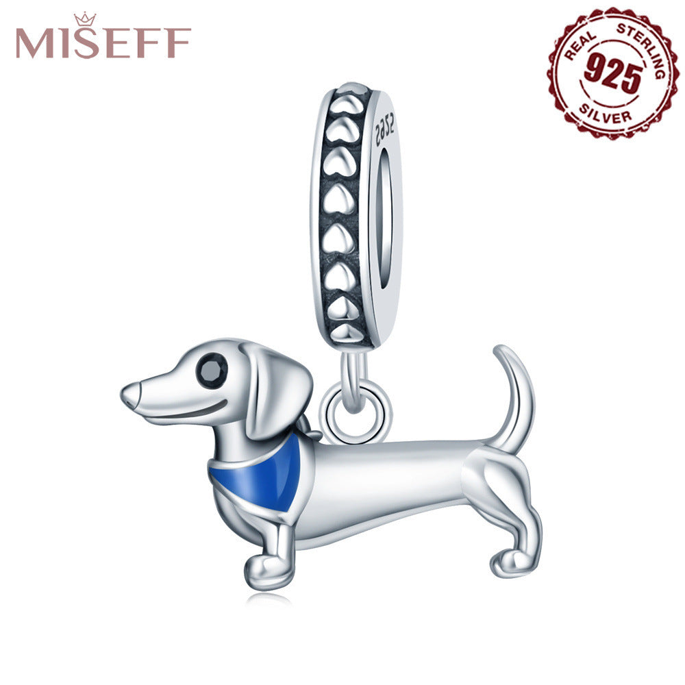 DIY Bracelet Ornament 925 Sterling Silver Sausage Dog Pendant