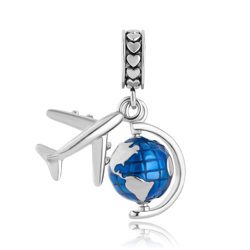 Earth Plane Aviation Model Beaded Bracelet Pendant Jewelry Accessories
