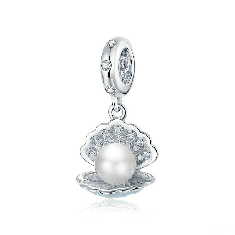 S925 Sterling Silver Pearl Clam Bracelet Pendant With Pearl Diy Charm